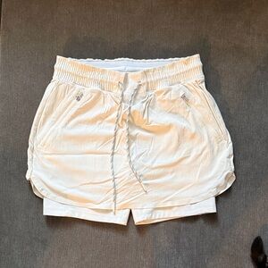 Women's White Drawstring Skirt with Shorts